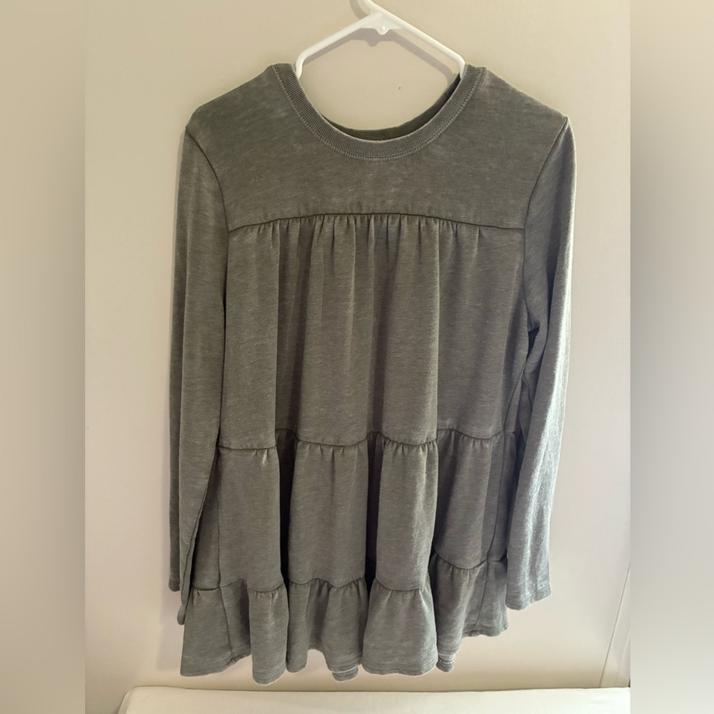 Saturday Sunday Long Sleeve Smock Dress‎ Gray Large